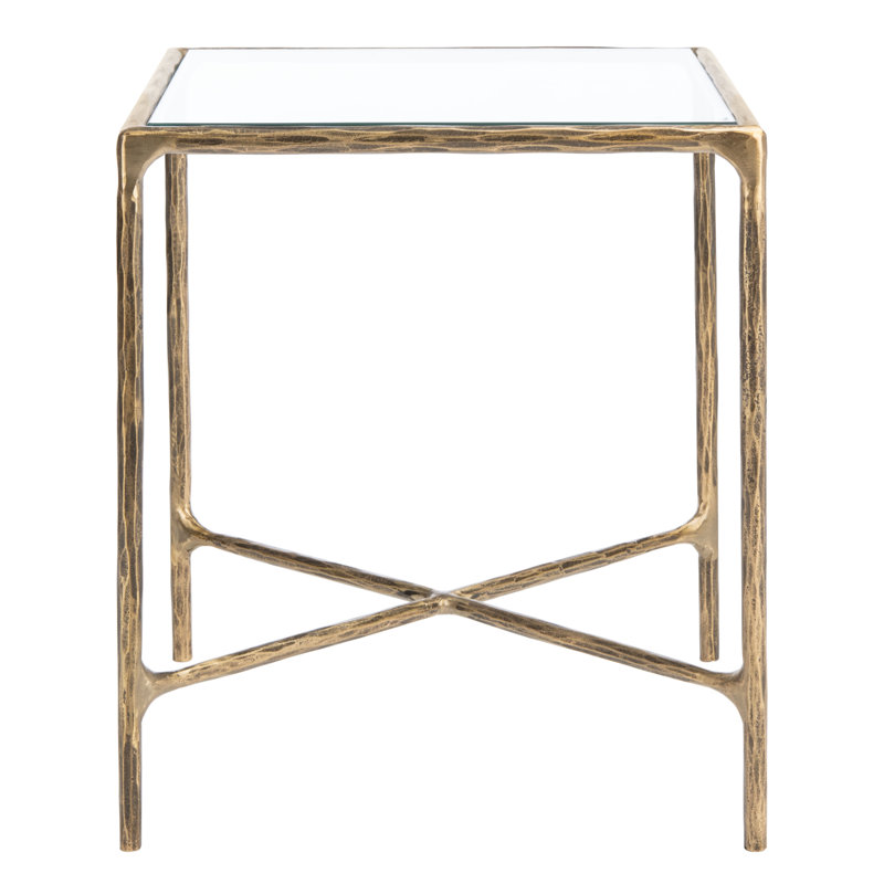 Evelynn End Table, Brass, Clear