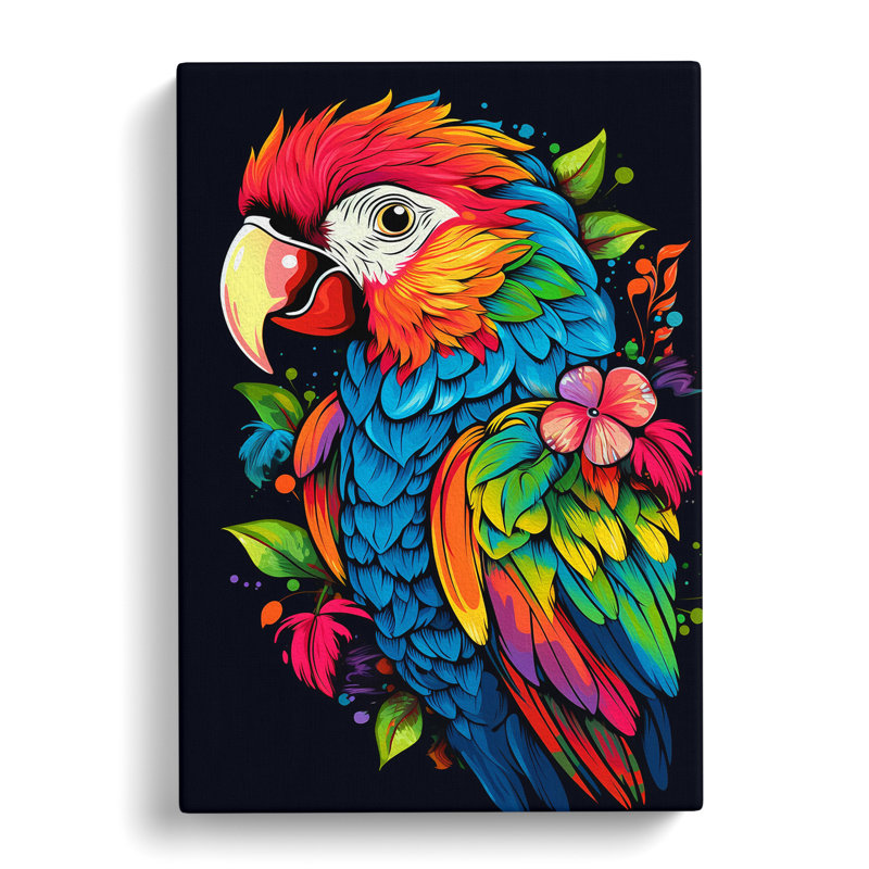 Parrot Line - Wrapped Canvas, 60cm H x 40cm W x 3cm D