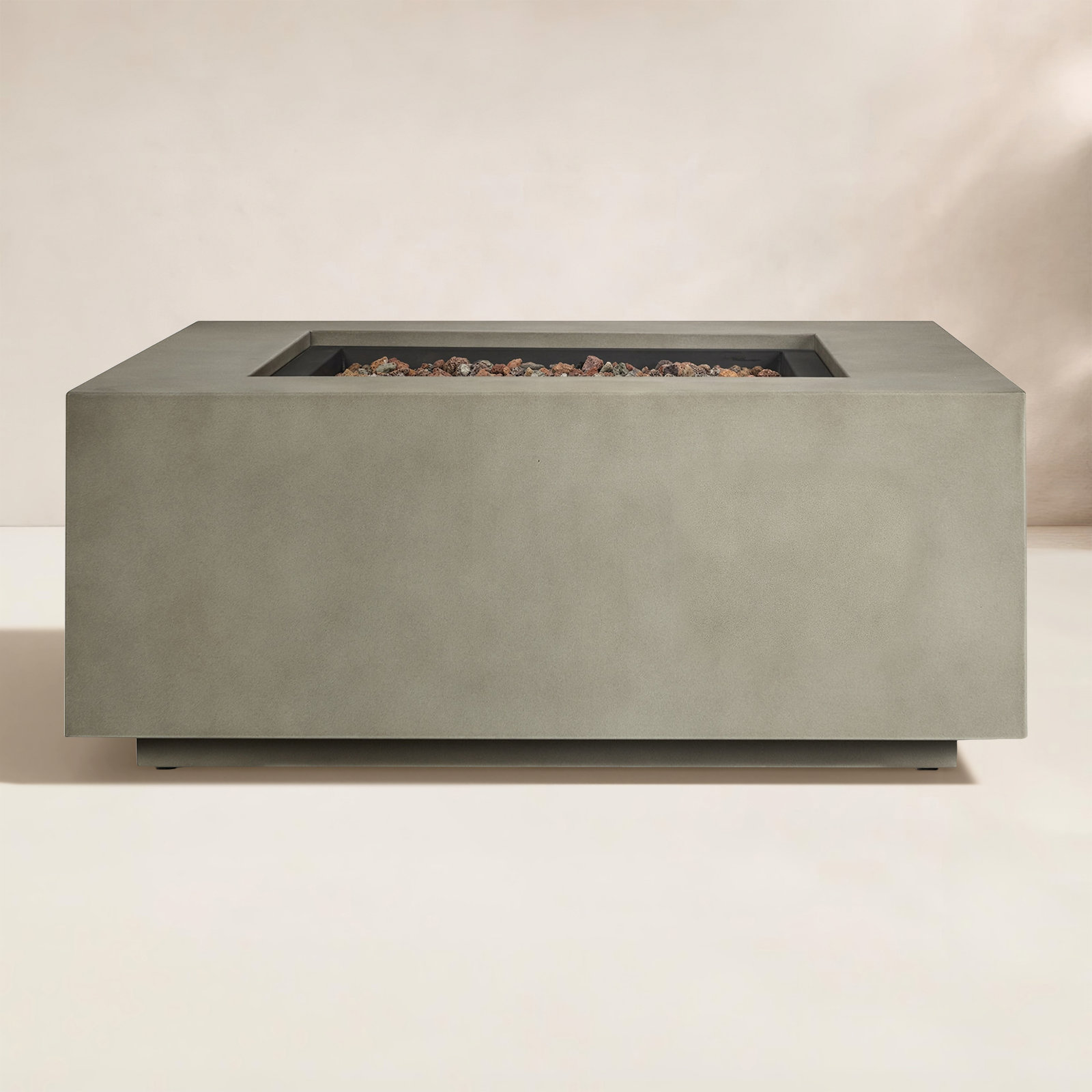 Aegean Fire Pit Table, 15.25" H x 36" W x 36" D, Mist Gray