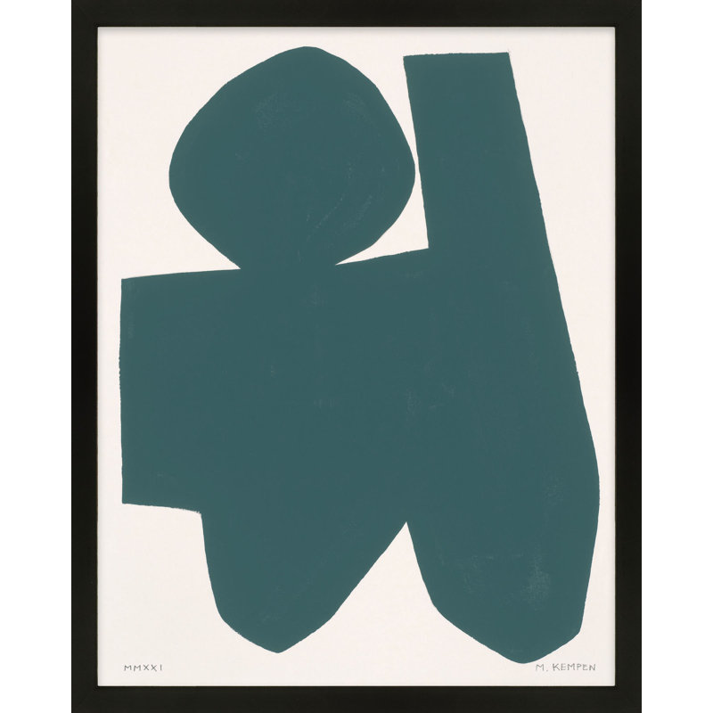 «Yara Abstract On White 4» par Michael Kempen - Art mural encadré, H 50 po x l 40 po x P 1,25 po, Noir