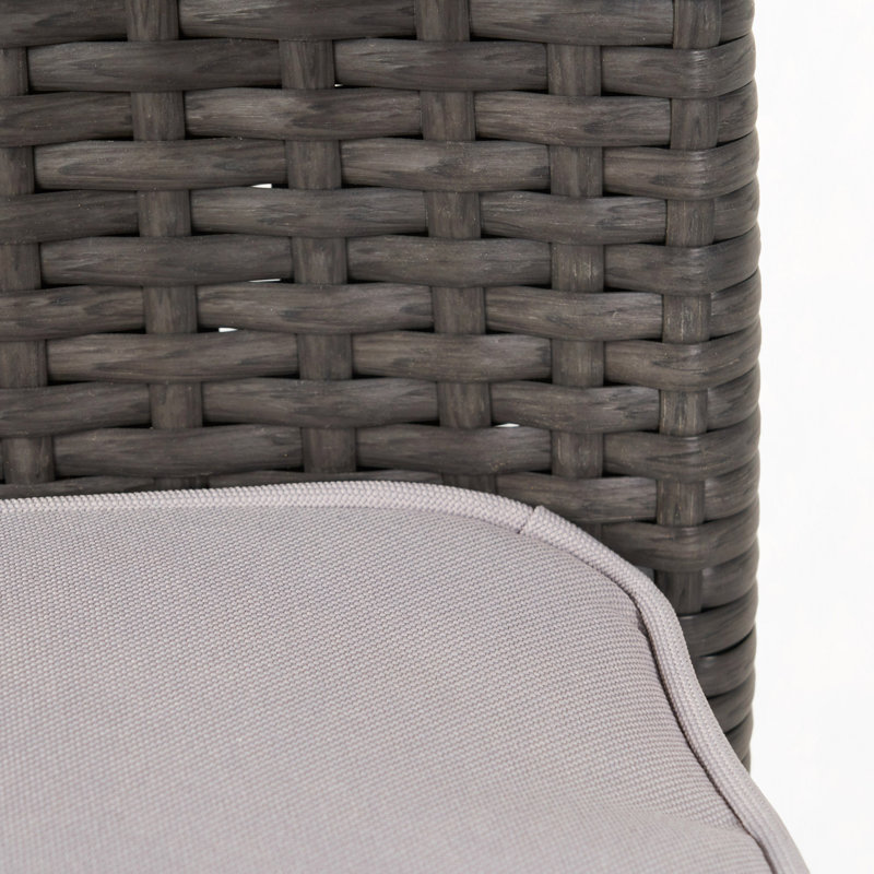 Ensemble de salle à manger d'extérieur en rotin avec 4 chaises, gris