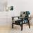 Teal Yellow Mid Century Minimalist Rain I - Upholstered Minimalist Arm Chair, Clean Minimalist Accent Chair