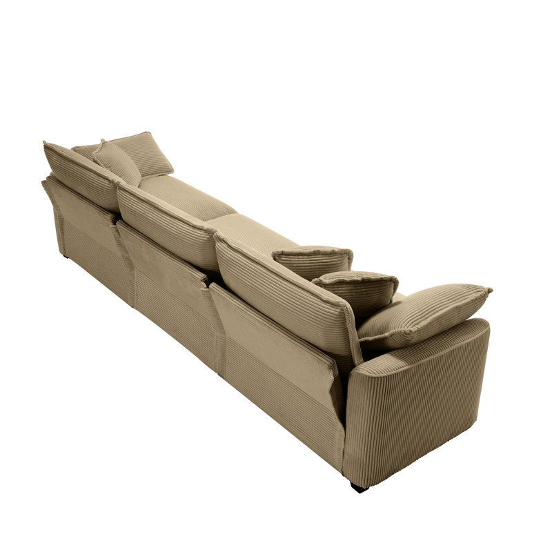 Velours côtelé brun clair 2 pour le salon - revêtement de 8 coussins, fauteuil inclinable profond, attrayant et confortable