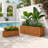 2-Piece Cedar Wood Outdoor Planter Box Set with Drainage, 40-Inch and 48-Inch Rectangular, Brown