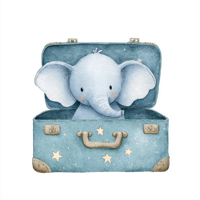 Éléphant dans une valise, art mural tendu