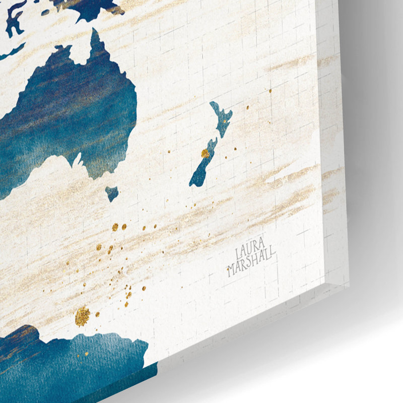 «Desert Blooms Abstact Map The World» par Laura Marshall, art mural en verre acrylique, H 12 po x l 16 po x P 0,13 po
