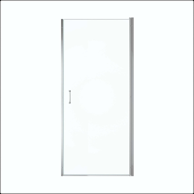Porte de douche circulaire semi-sans cadre avec verre trempé de 6 mm, fermeture magnétique et conception sans fuite