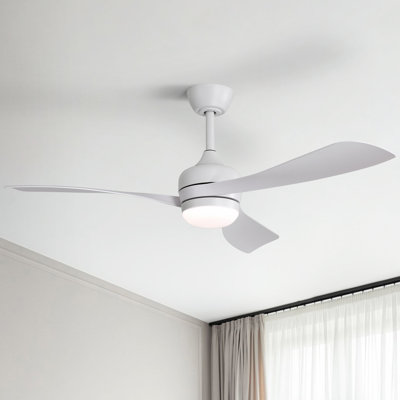 52'' Modern 3-ABS-Blade  Downrod Ceiling Fan With Led Light And Remote, Reversible Dc Motor, Adjustable Color Temperature