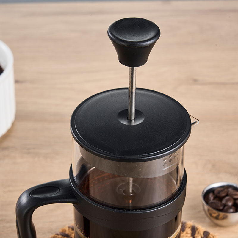 Cafetière / théière French Press, mini cafetière / théière de camping en acier inoxydable 304 avec filtre et verre résistant à la chaleur, cafetière à infusion froide 11,8 oz pour les cadeaux de voyage et de maison (noir)