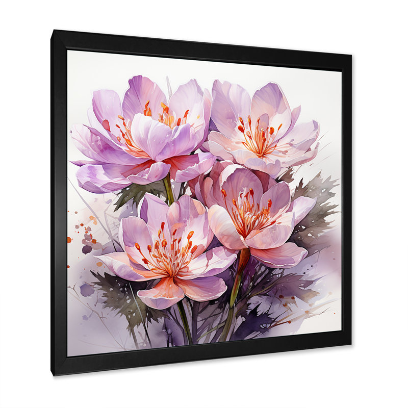 Art mauve zen mauve, H 16 po x l 16 po x P 1 po, Cadre photo noir