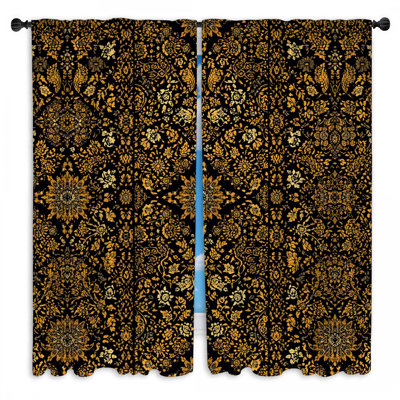 Rideaux de fenêtre damassés à motif floral complexe et obscurcissant - 2 panneaux