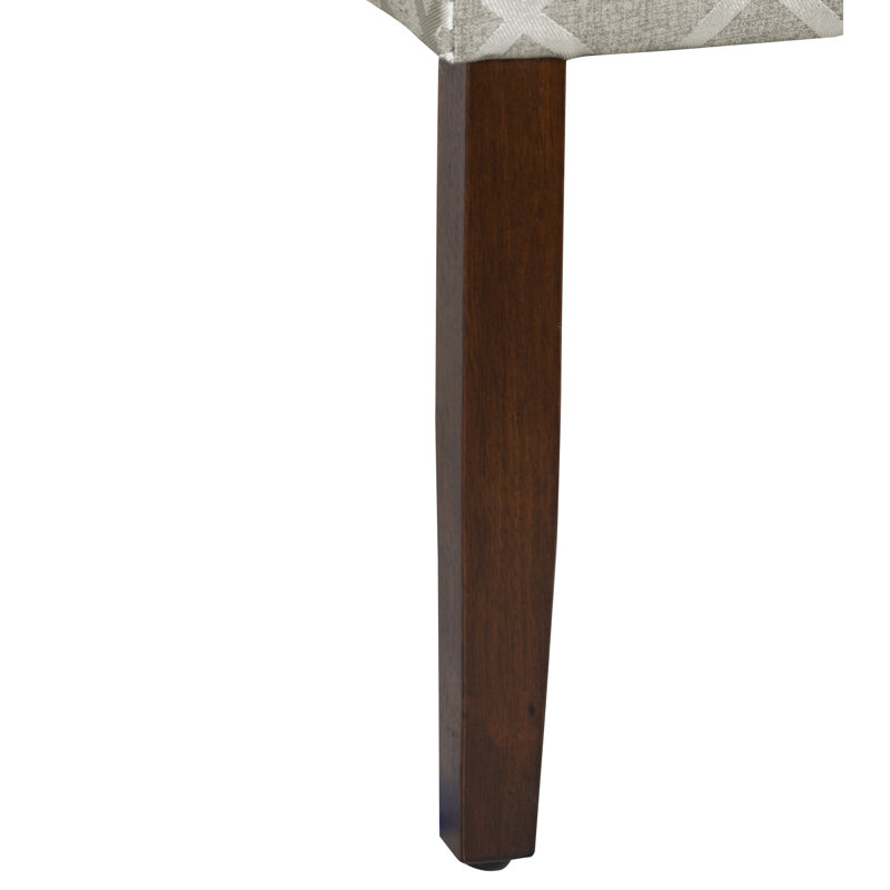 Chaise parsons rembourrée en velours Feldman, Tissu – Gris étain/treillis blanc