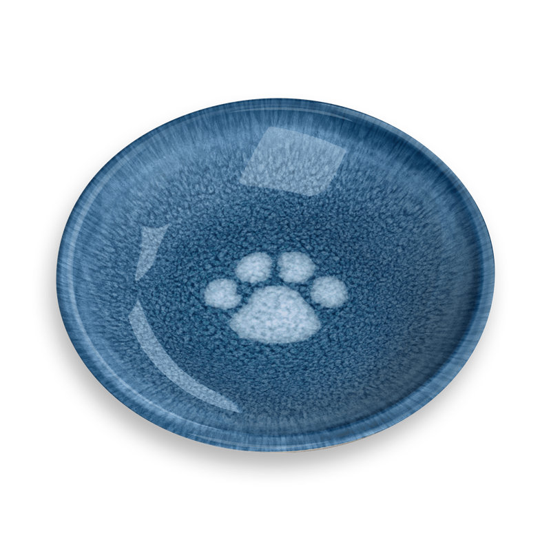Soucoupe pour animal de compagnie en mélamine réactive Paw Print - 0,75 tasse - bleu sarcelle, Bleu marine