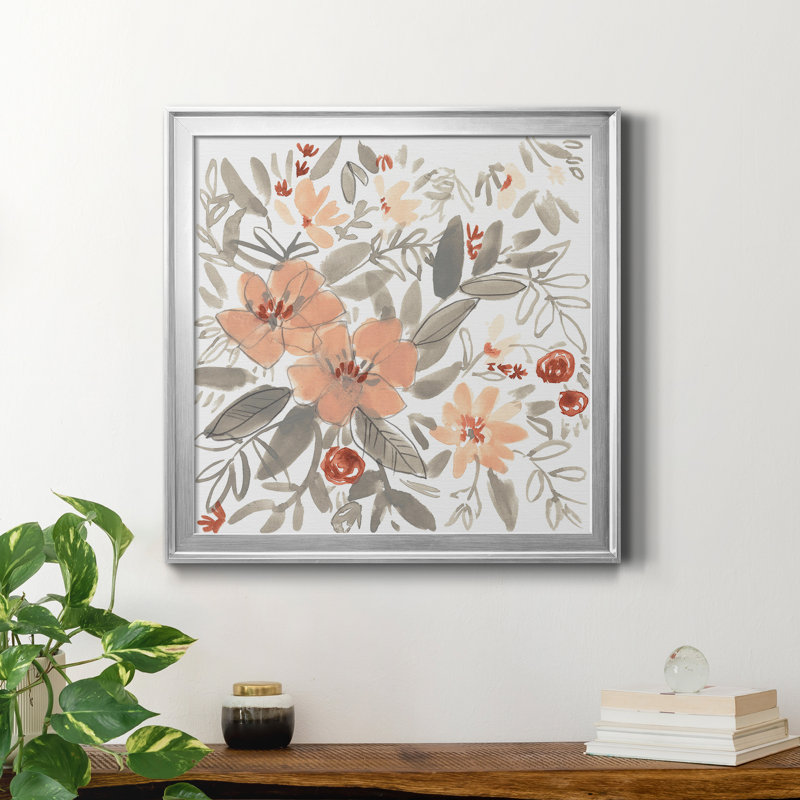 13_Pêche et rouille Blooms I-Premium, reproduction encadrée - prête à être accrochée, H 34,5 po x l 34,5 po x P 1,5 po