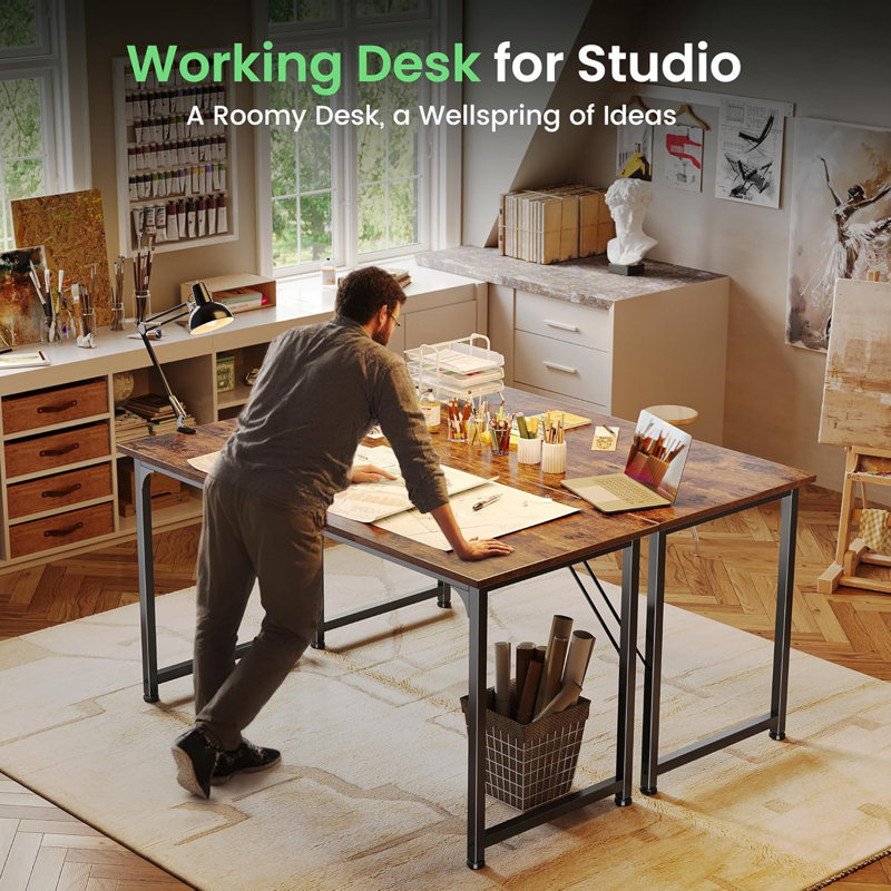 Spacious Computer Desk With Sturdy Metal Frame For Home Offices, Offering A Modern And Functional Workspace