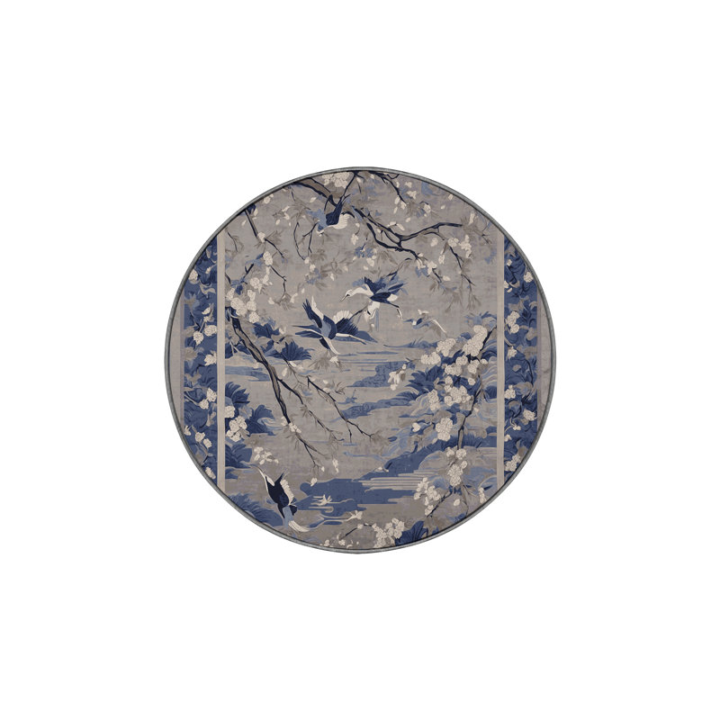 Tapis gris soyeux et moelleux, Rond 6 pi