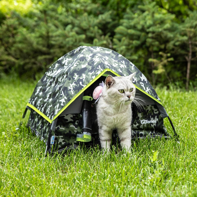Tente de camouflage pour chat, niche pour chat portable avec coussin souple, caverne pour chat, niche pour petits chiens et lapins de taille moyenne