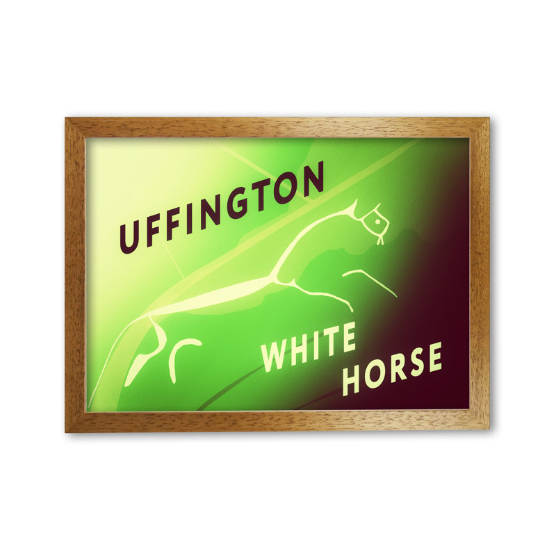 Uffington White Horse 1 Piece Wall Art, 21cm H x 29.7cm W x 3cm D, Honey Oak Framed