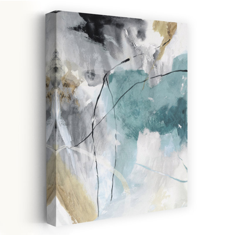 Enigmatique bleu sarcelle II, art moderne abstrait, H 24 po x l 16 po