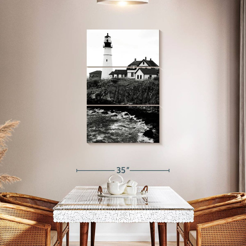 Lilie Maine Lighthouse BW, 32" H x 20" W