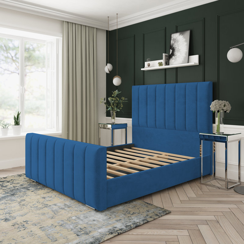 Upholstered Bed, Blue, Double (4'6)
