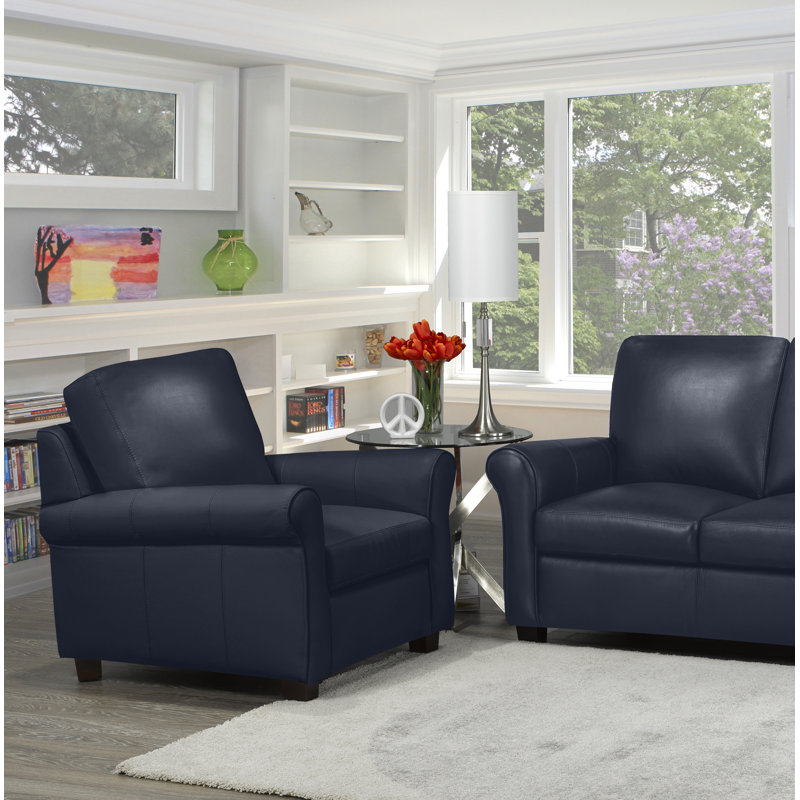 Fauteuil Ambrie, Cuir bleu marine