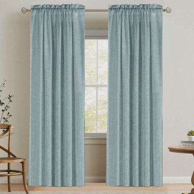Linen Rod Pocket Curtains for Living Room 2 Panel Pocket Drape Semi Sheer Neutral Country Rustic Farmhouse Boho Curtain Bedroom Light Filtering