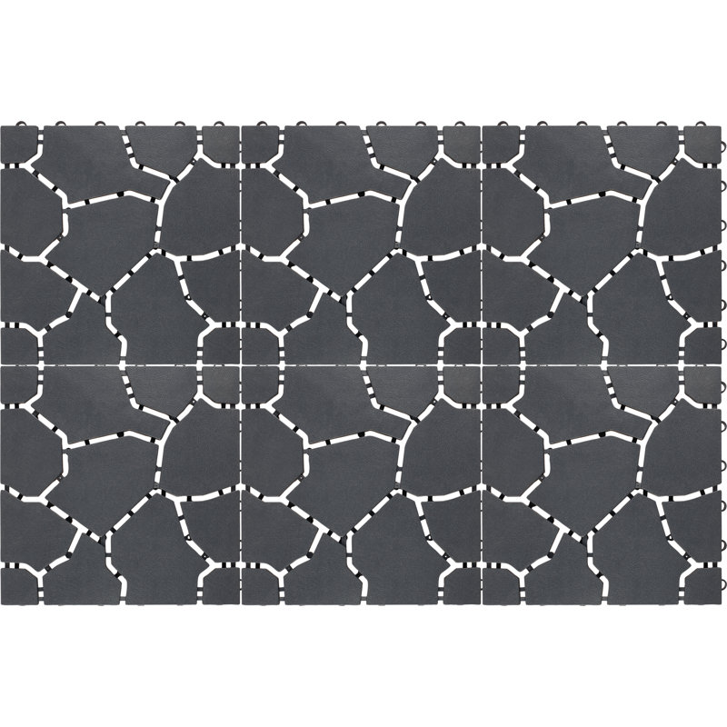 Charona 15cm L x 28cm W Plastic Interlocking Deck Tile, Dark Grey
