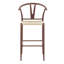 Ensemble de 2 chaises de comptoir de style Mid-Century avec sièges en corde tissée à la main-1279169273