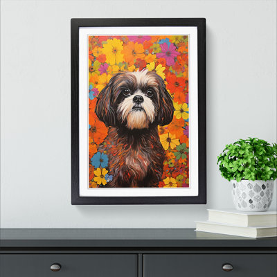 Shih Tzu Colour Field - Single Picture Frame Print on Wood