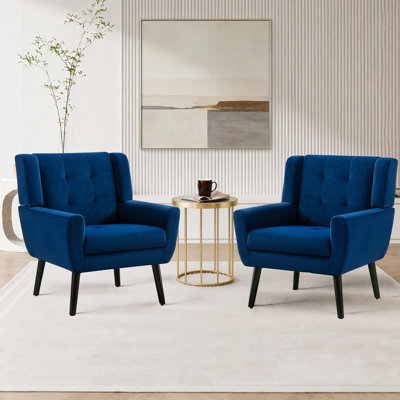 Tufted Upholstered Wide Back Armchair（Set of 2）