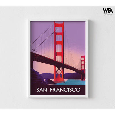 Reproduction d'art encadrée de San Francisco, impression d'art de Californie, Art mural de Californie, voyage, Art mural surdimensionné, Art mural encadré