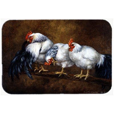 Caroline's Treasures Roosting Rooster and Chickens Glass Cutting Board