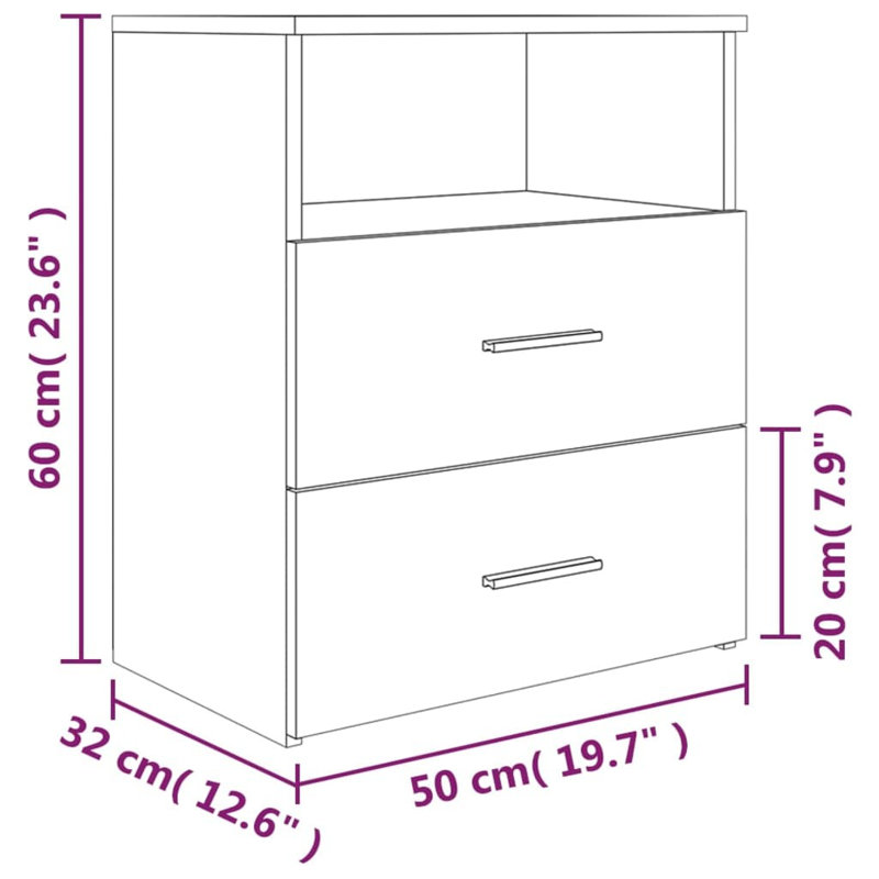 Goranka Bedside Table, Grey Sonoma