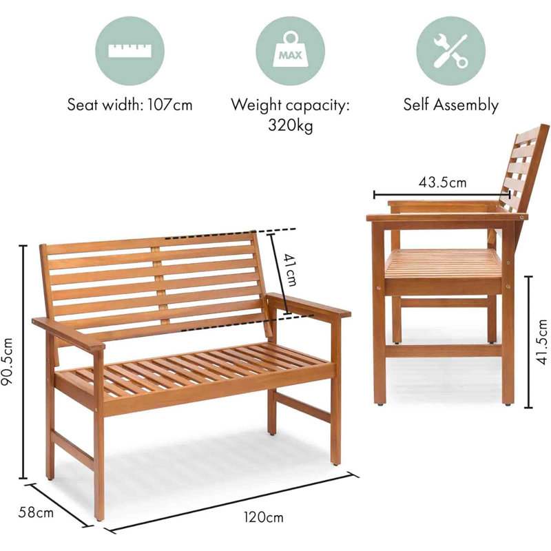 Solid Wood Outdoor Bench