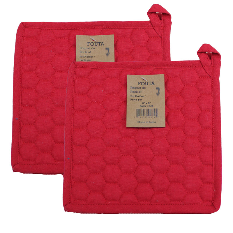 Ensemble de cuisinier poignée et four 4 pièces fabstyles Fouta, Rouge