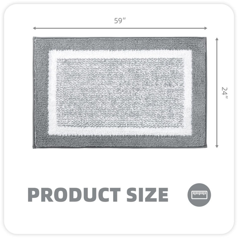 Tapis pour salle de bain Ayleigh, Gris clair, Simple - L 59 po x l 24 po