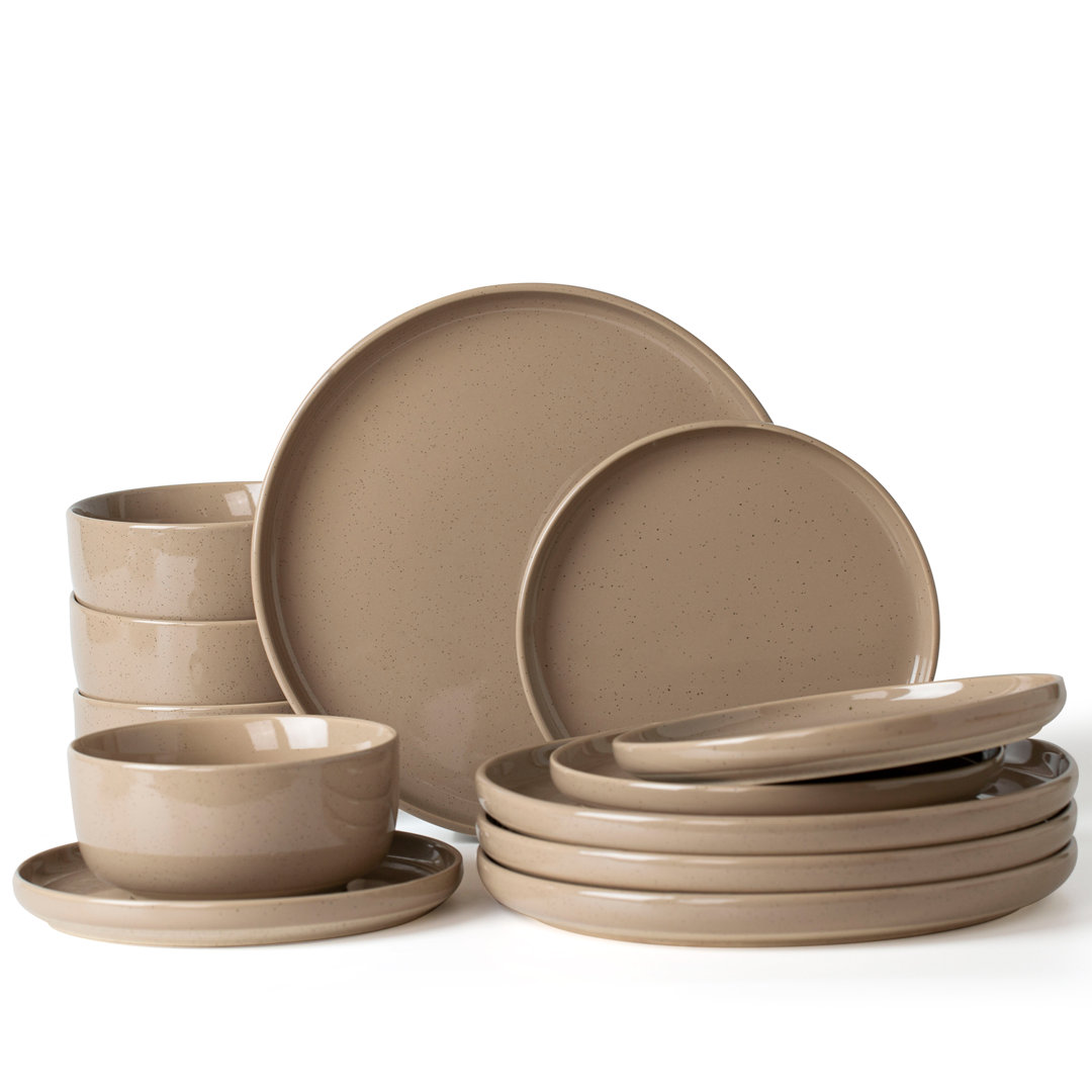 12 Piece Stoneware Dinnerware Set - Service for 4
