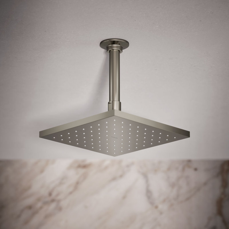 Contemporary Rain Shower Head, Vibrant Polished Nickel, 1.75 GPM, Square
