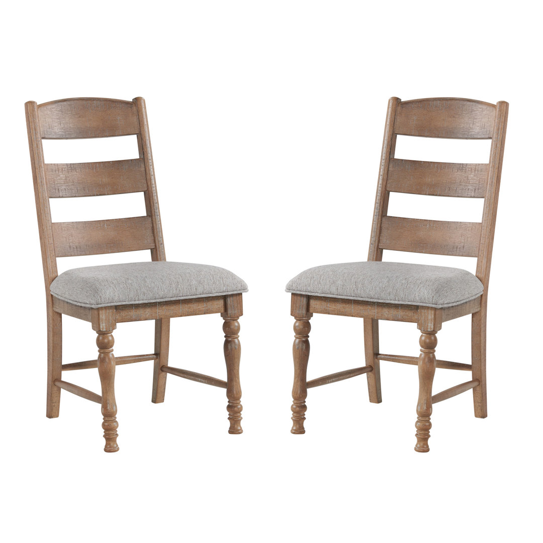 Labruna Ladder Back Side Chair with Cushion Seat, Sandwash (Set of 2) Red Barrel Studio®