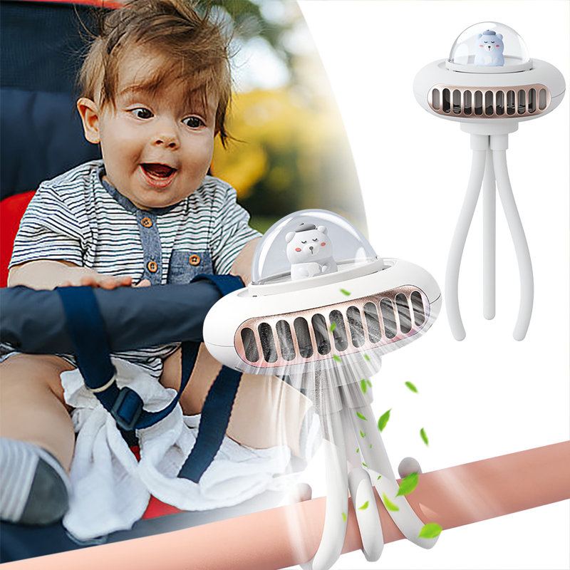Mini ventilateur-poussette pliable USB pour enfants Kondieu New, white