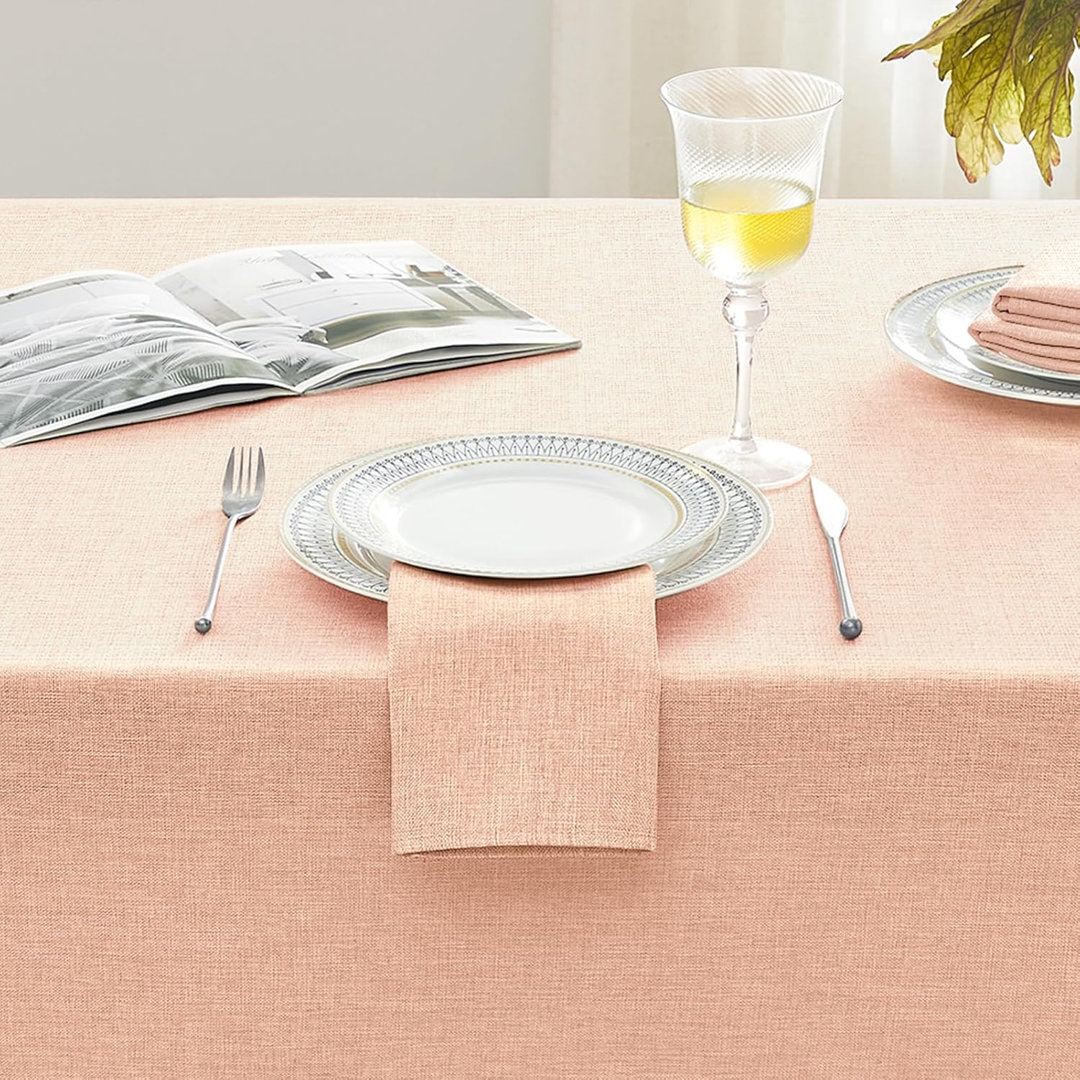 140×200cm Rectangular Faux Linen Wipeable Water Resistant Tablecloth
