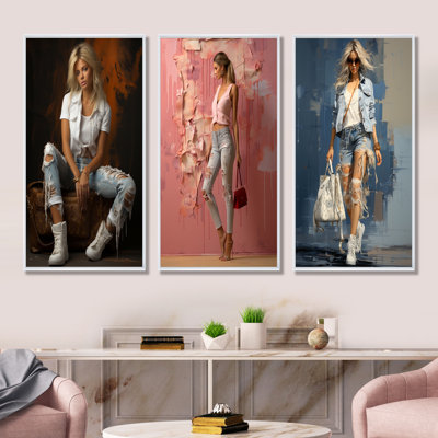 Fashion Fashion Of Distinction Denim - Ensemble de 4 impressions sur toile tendance