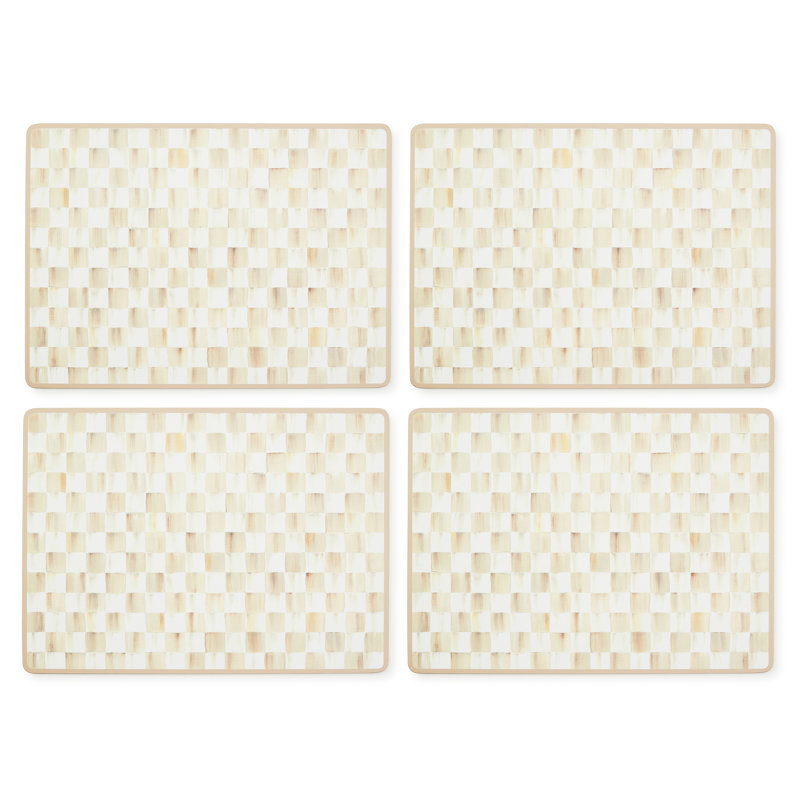 Mocha Check Cork Back Placemats, Set Of 4