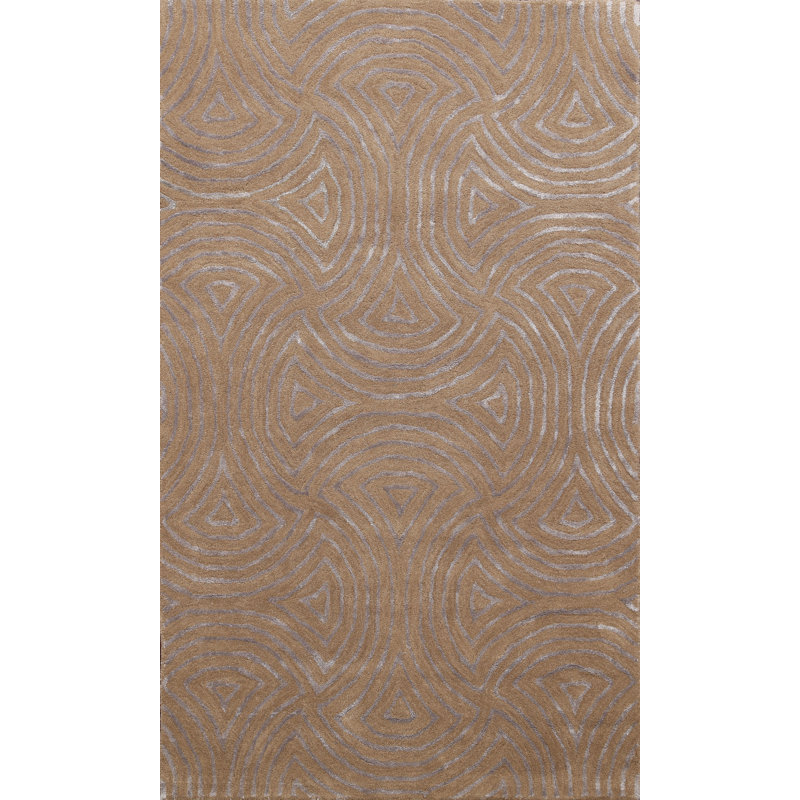 Tapis touffeté à la main en laine / soie brun