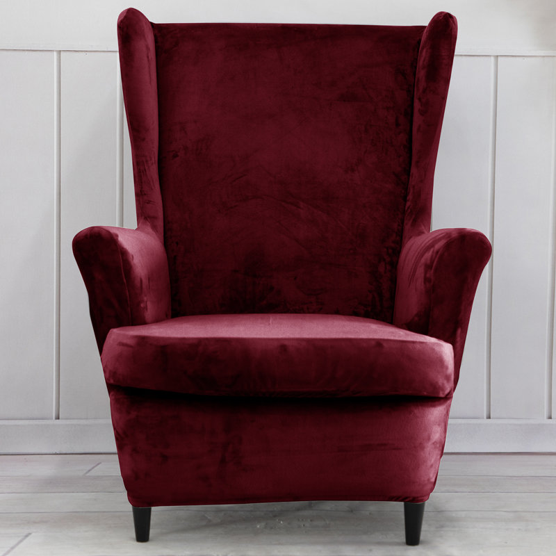 Housse pour fauteuil à coussins en T, Mélange de polyester rouge vin