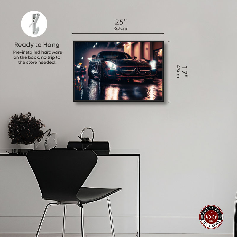 Art mural «Bastro Racing Car» par Notoriart, Cadre noir, H 17 po x l 25 po