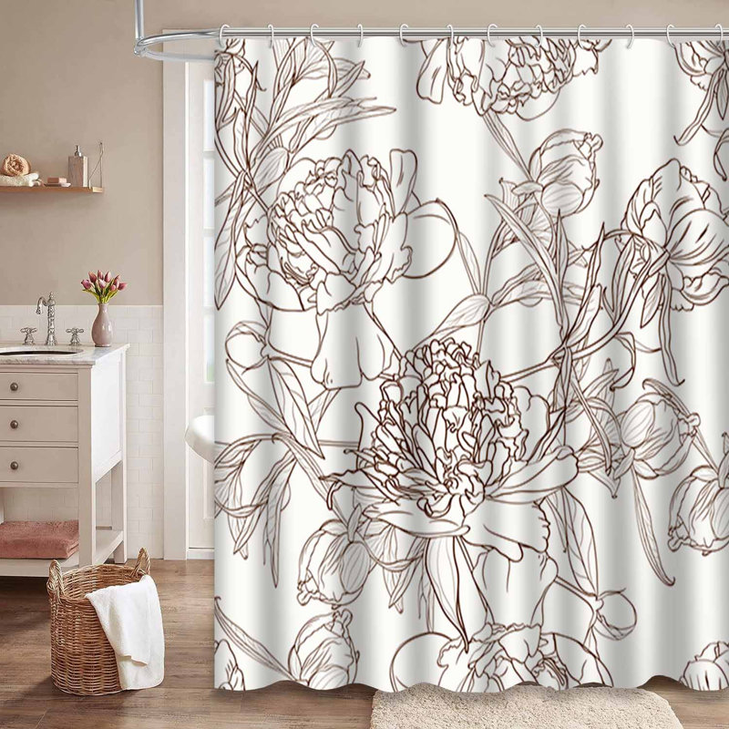 Rideau de douche Peony Flowers, L 72 po x l 78 po