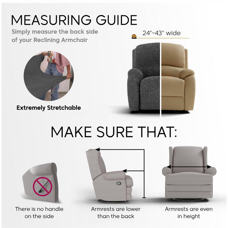 Housse extensible pour fauteuil inclinable - Durable et élégant - Collection Printed, Taupe Graffio