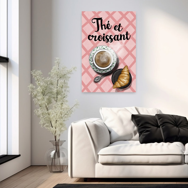 «Warm Tea And Croissant», art mural, H 36 po x l 24 po